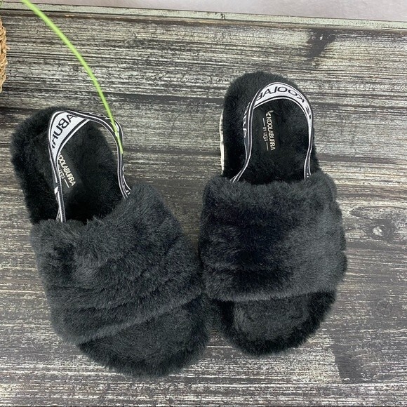 UGG black Koolaburra fuzzy Fuzz’n Slide Cozy Slippers Kid Child Shoes 12 2 - Picture 3 of 8